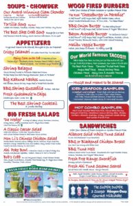 Paradise Cove - Lunch Menu Page 1